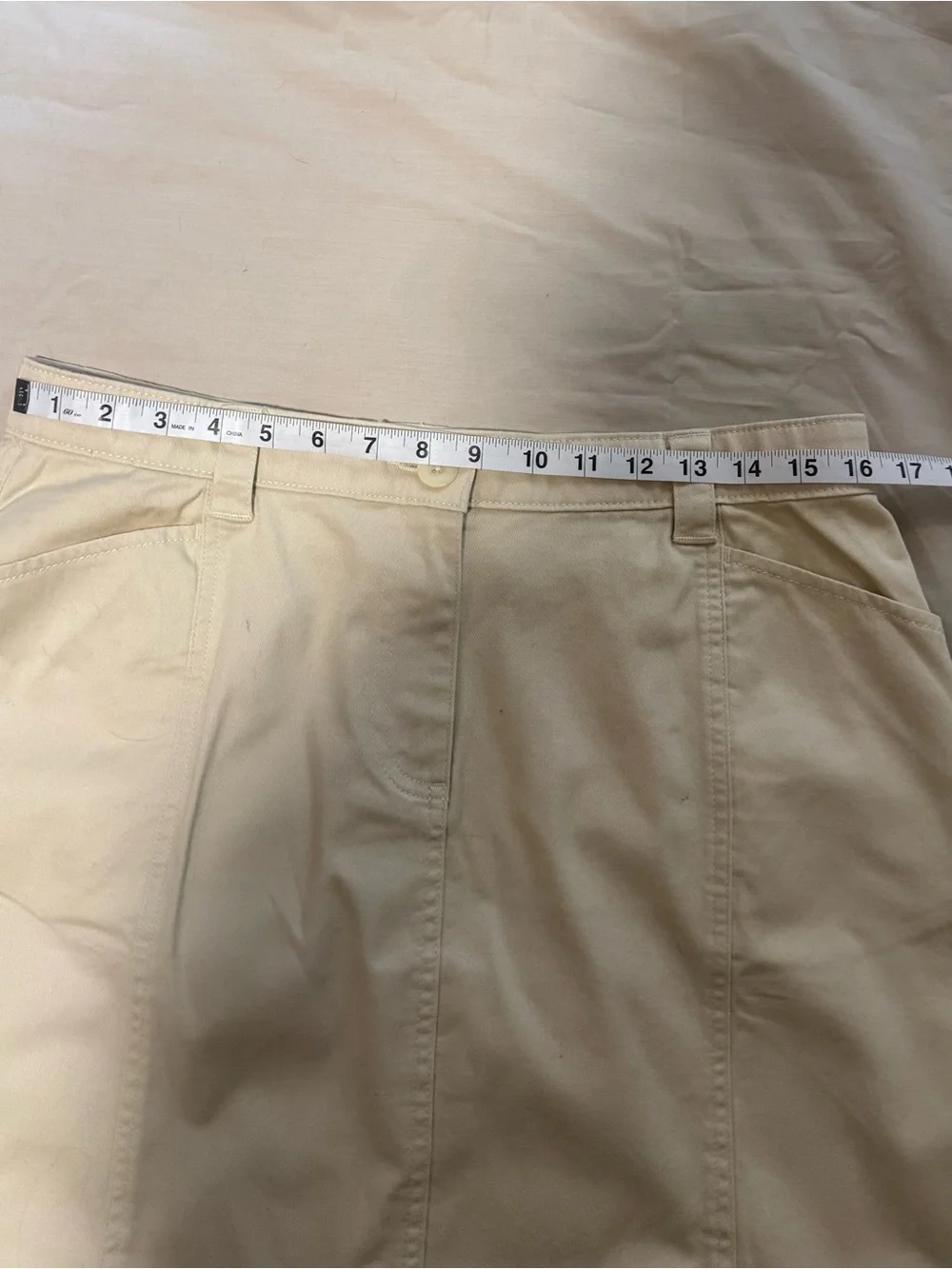 L.L.Bean Classic Fit Khaki Cotton Skirt Size 14 Petite